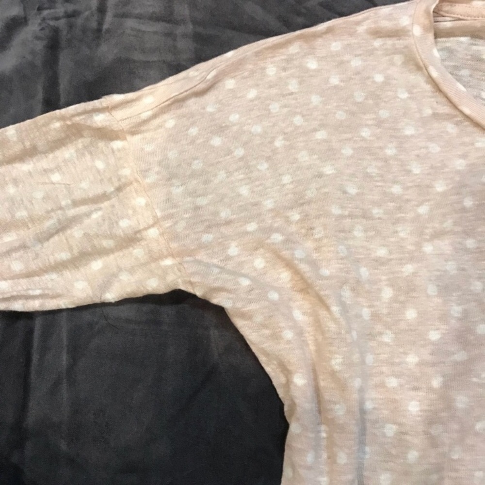 Madewell 100% linen tee light pink dots women’s Sm - Picture 2 of 8